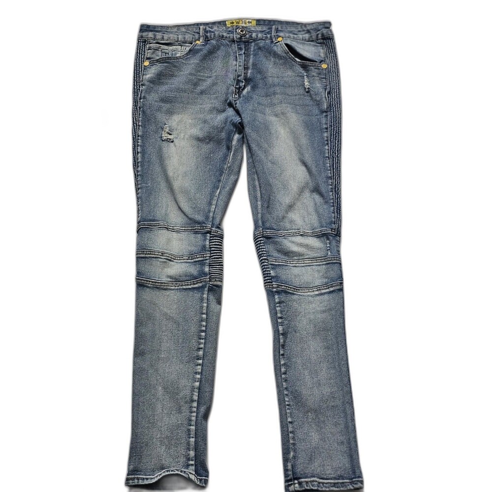 Men's Demolition Limited Edition Denim Jeans Moto Distressed 36x32